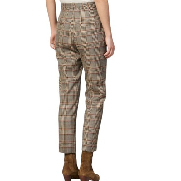 EUC Sandro Paris Glen Stainy Plaid Tapered Cropped Ankle-Length Pants - Picture 4 of 10